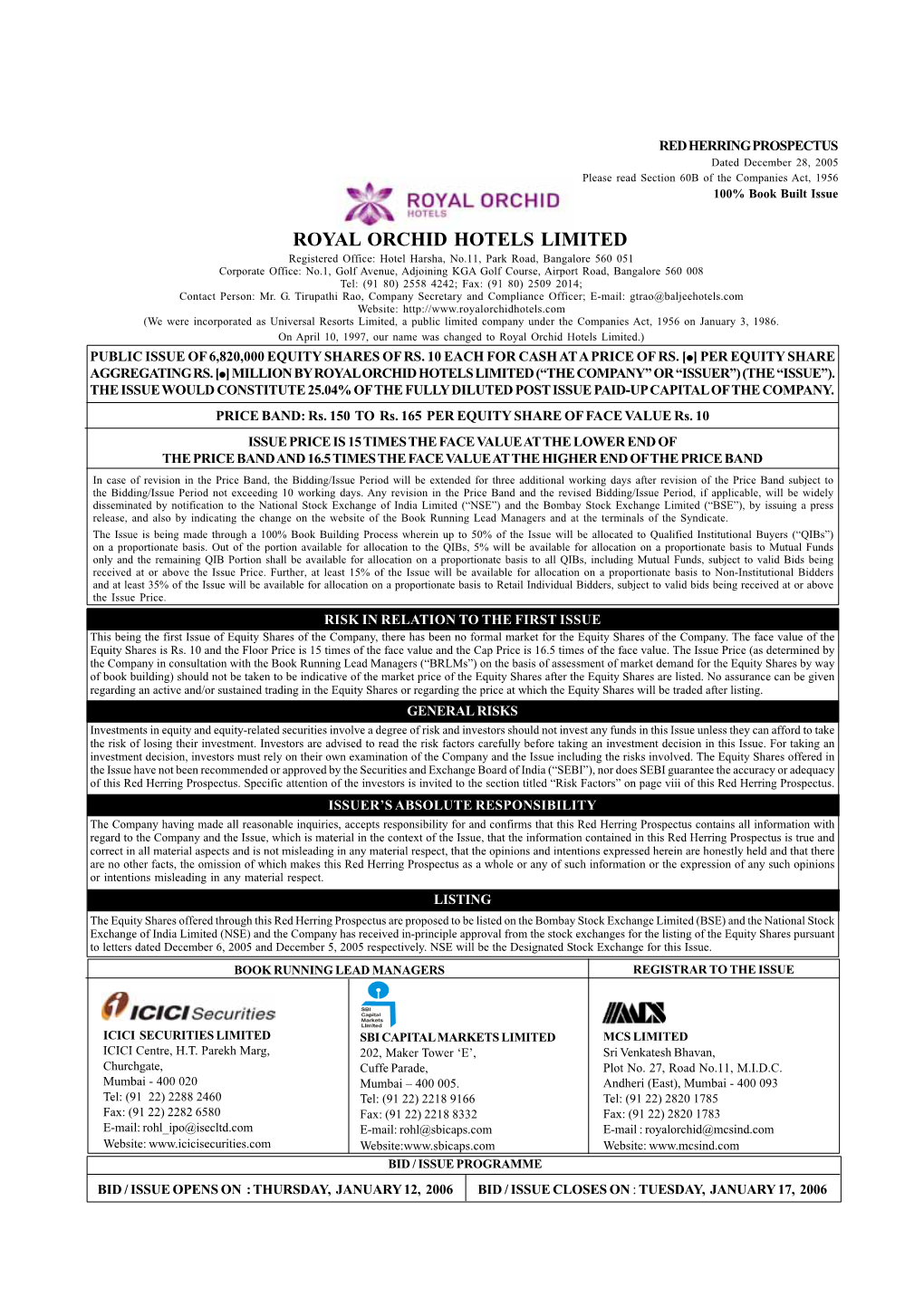 Royal Orchid Hotels Limited