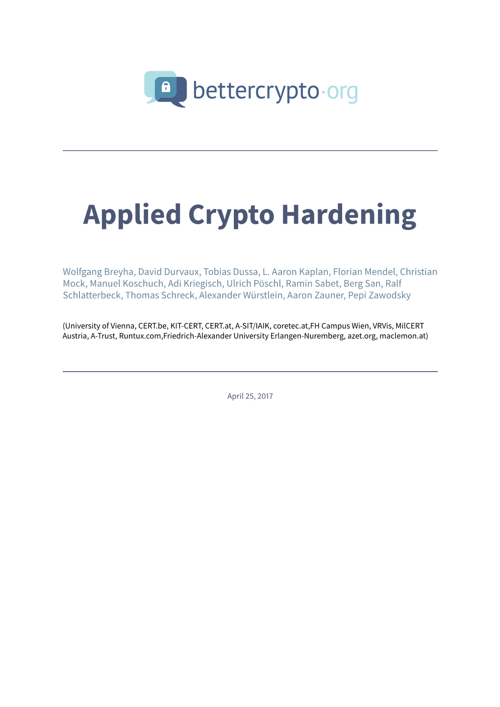 Applied Crypto Hardening