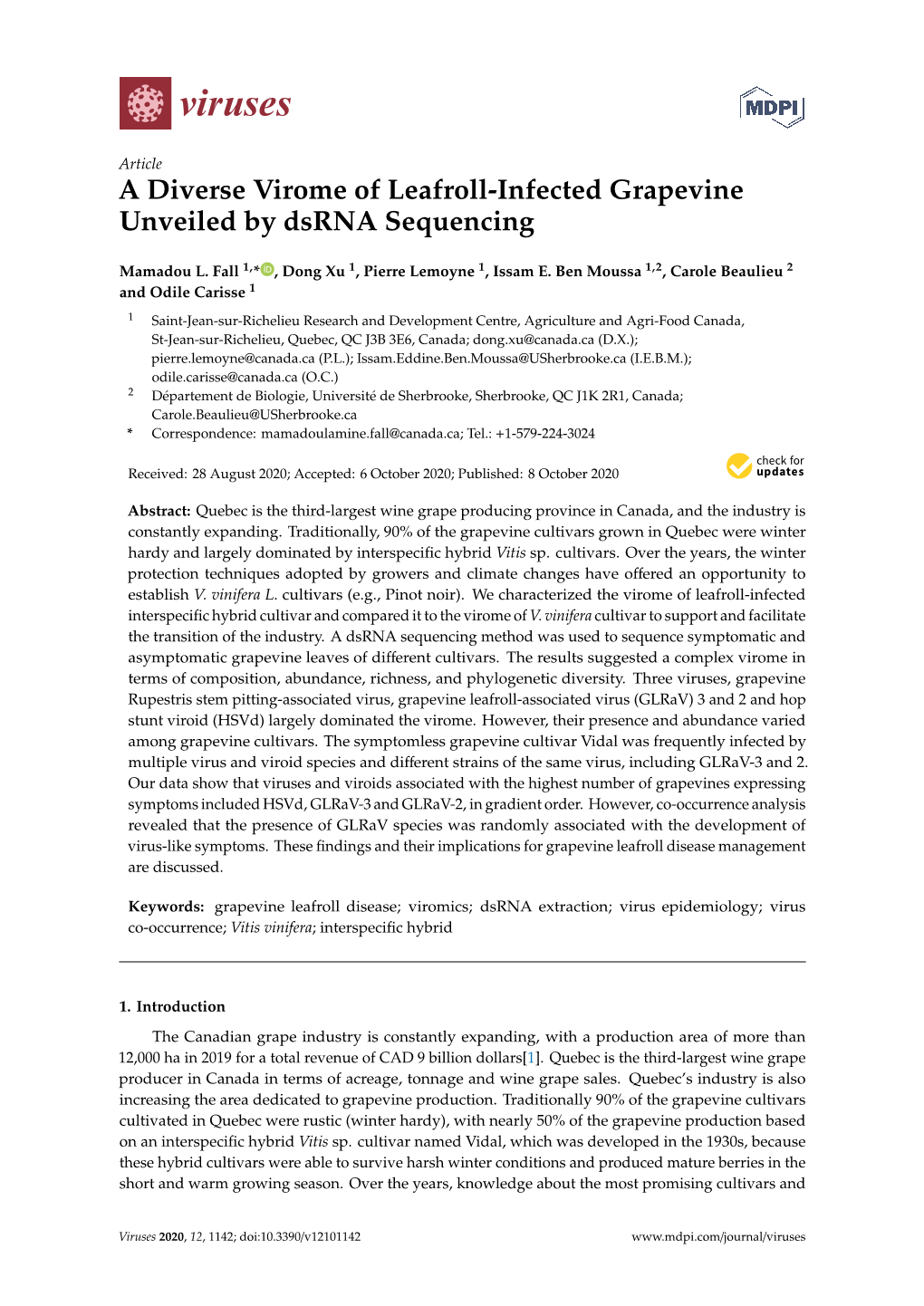 A Diverse Virome of Leafroll-Infected Grapevine Unveiled by Dsrna Sequencing