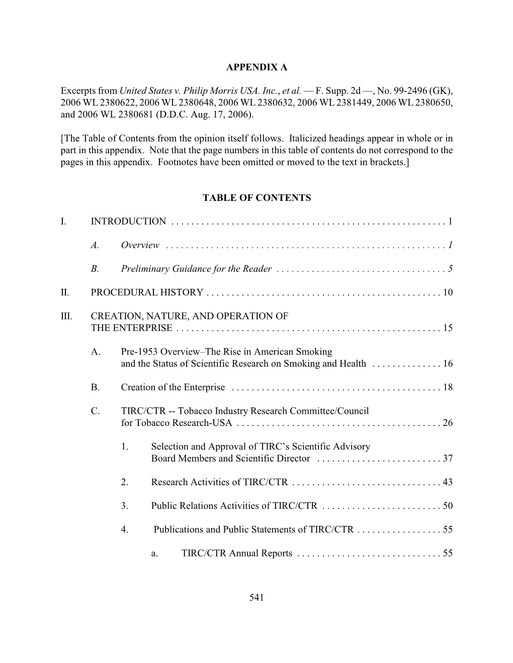 Appendices to Final Mem & Order\Appendix a Part 1.Wpd