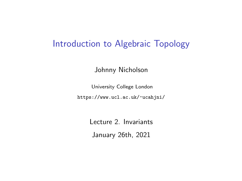 Introduction to Algebraic Topology