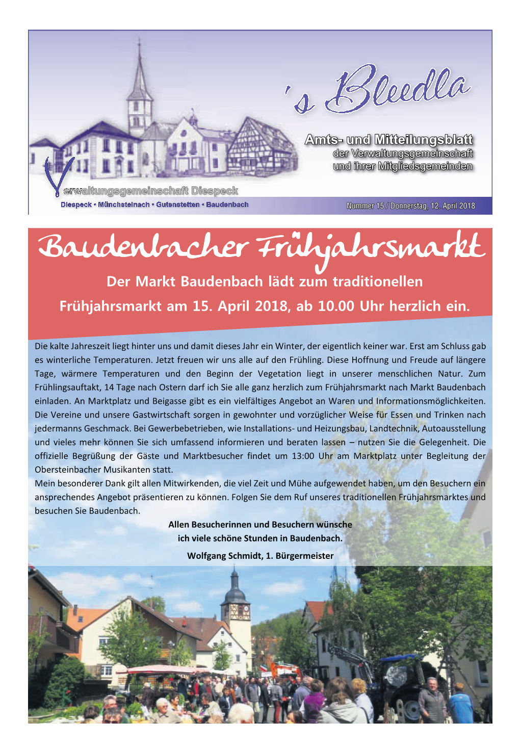 Der Markt Baudenbach Lkdt Zum Traditionellen Fr€Hlahrsmarkt Am