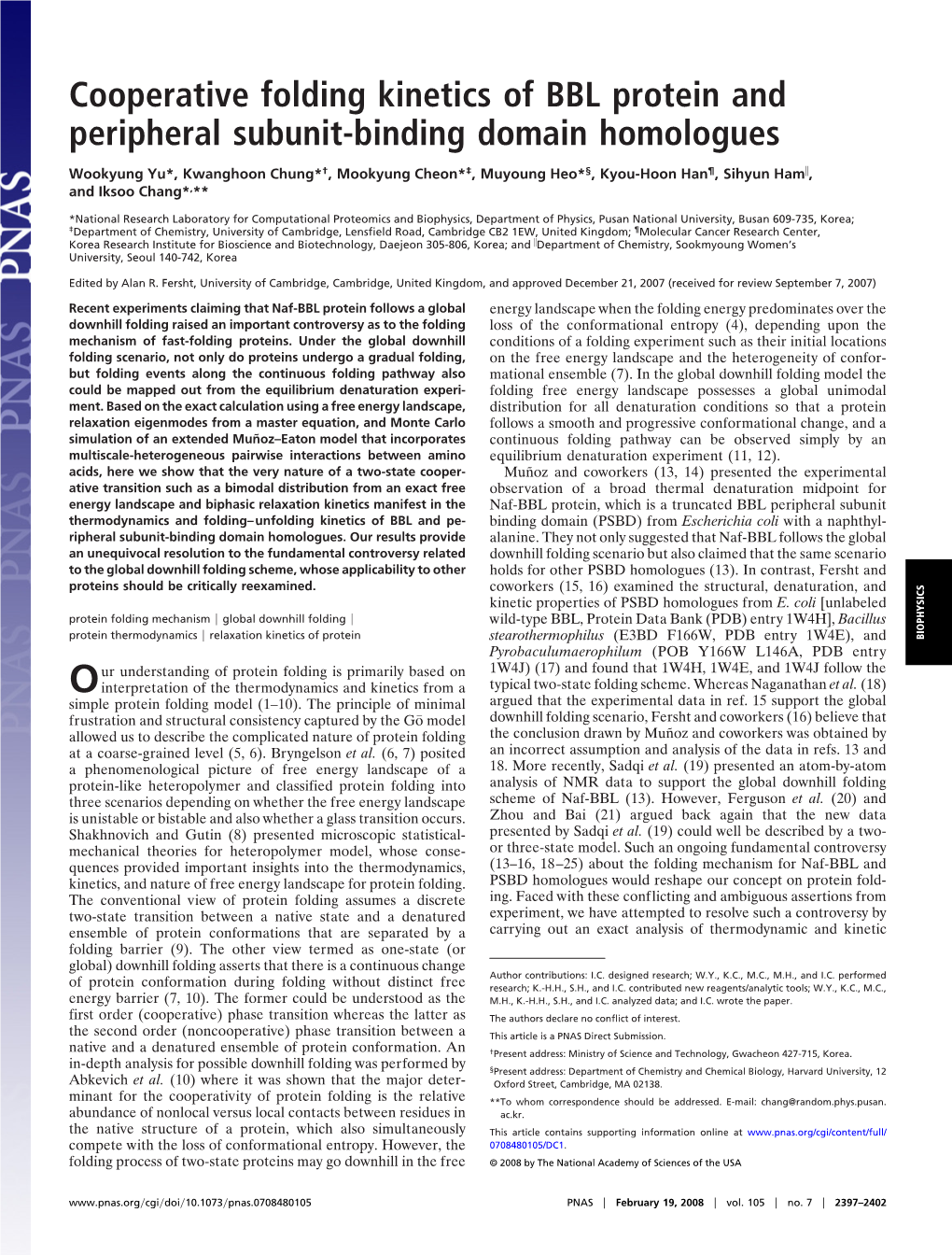 Cooperative Folding Kinetics of BBL Protein and Peripheral Subunit-Binding Domain Homologues