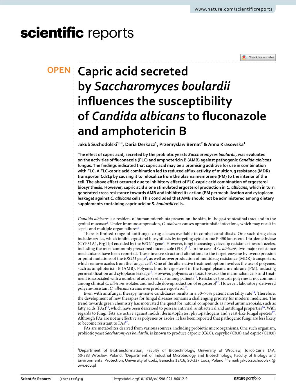 Capric Acid Secreted by Saccharomyces Boulardii