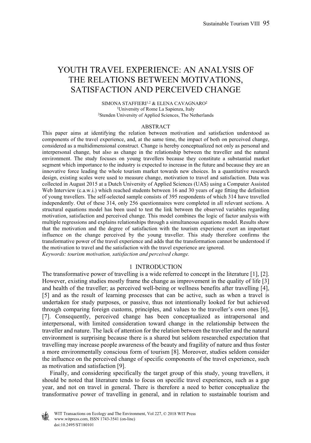 Youth Travel Experience: an Analysis of the Relations Between Motivations, Satisfaction and Perceived Change