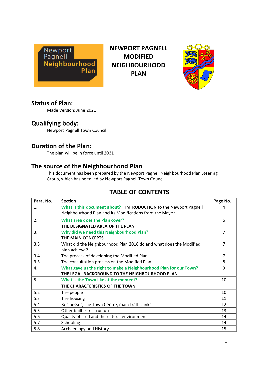 Modified Newport Pagnell Neighbourhood Plan Version 2 – Made