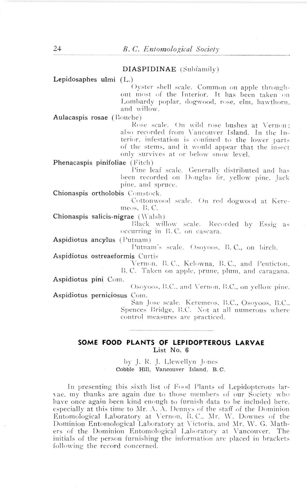 24 Some Food Plants of Lepidopterous Larvae