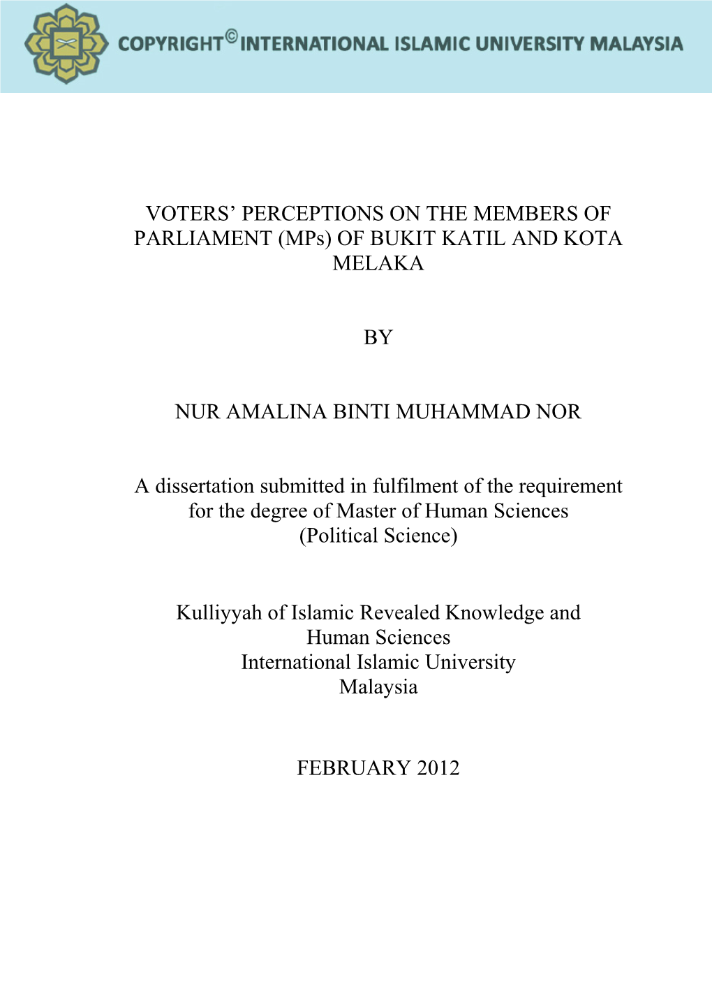 The Perceptions of the Malay Voters at the Hulu Selangor