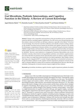 Gut Microbiota, Probiotic Interventions, and Cognitive Function in the Elderly: a Review of Current Knowledge