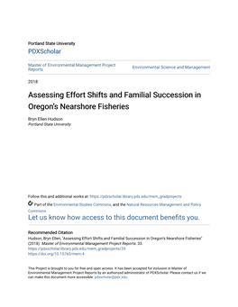 Assessing Effort Shifts and Familial Succession in Oregon's Nearshore