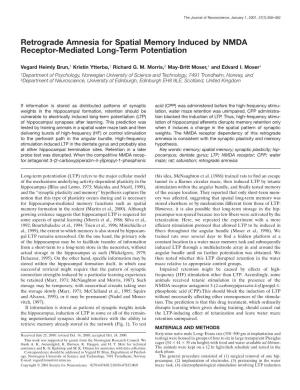Retrograde Amnesia for Spatial Memory Induced by NMDA Receptor-Mediated Long-Term Potentiation