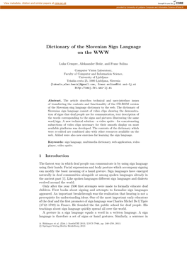 Dictionary of the Slovenian Sign Language on the WWW