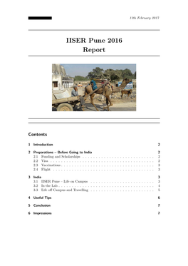 IISER Pune 2016 Report