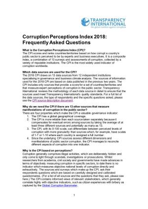 Corruption Perceptions Index 2018: Frequently Asked Questions