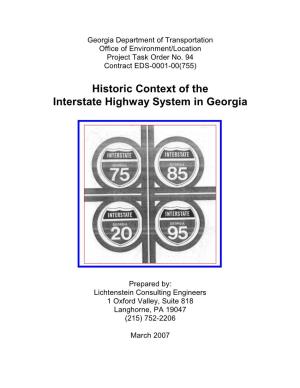 Historic Context of the Interstate Highway System in Georgia