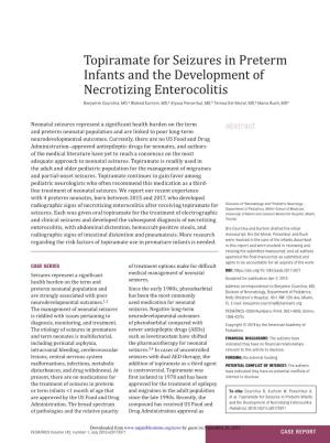 Topiramate for Seizures in Preterm Infants and the Development of Necrotizing Enterocolitis