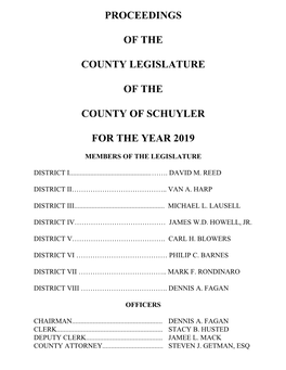 Minutes of the December 10, 2018 Regular Meeting and the December 27, 2018 Year End Meeting of the Schuyler County Legislature 18