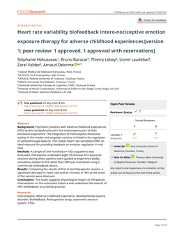 Heart Rate Variability Biofeedback Intero-Nociceptive Emotion