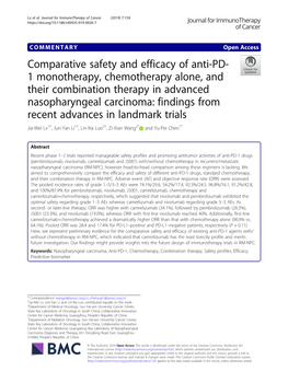 Comparative Safety and Efficacy of Anti-PD-1 Monotherapy, Chemotherapy