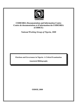 Elections and Governance in Nigeria: a Critical Examination