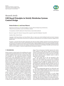 LMI Based Principles in Strictly Metzlerian Systems Control Design