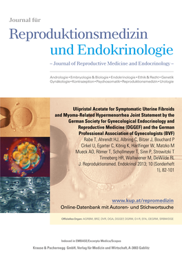 Ulipristal Acetate for Symptomatic Uterine Fibroids and Myoma-Related Hypermenorrhea Joint Statement by the German Society for G