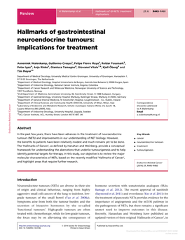 Hallmarks of Gastrointestinal Neuroendocrine Tumours: Implications for Treatment