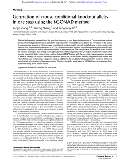 Generation of Mouse Conditional Knockout Alleles in One Step Using the I-GONAD Method