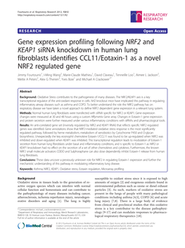 Gene Expression Profiling Following NRF2 and KEAP1