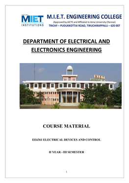 Ee6361 Electrical Devices and Control