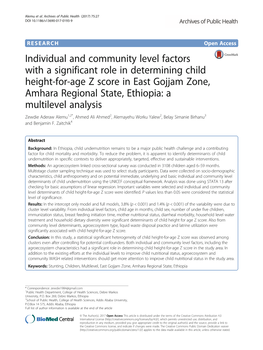 Individual and Community Level Factors with a Significant Role In