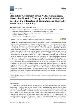Flood Risk Assessment of the Wadi Nu'man Basin, Mecca, Saudi Arabia