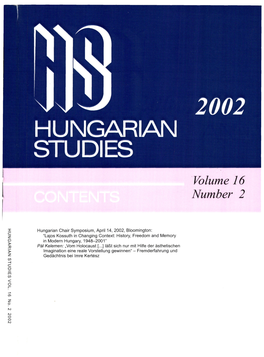 HUNGARIAN STUDIES 16. No. 2. ([2002)
