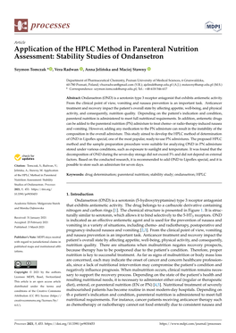 Application of the HPLC Method in Parenteral Nutrition Assessment: Stability Studies of Ondansetron