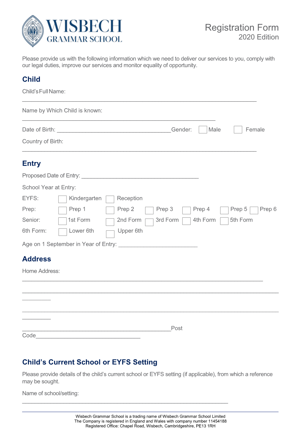 Registration Form 2020 Edition