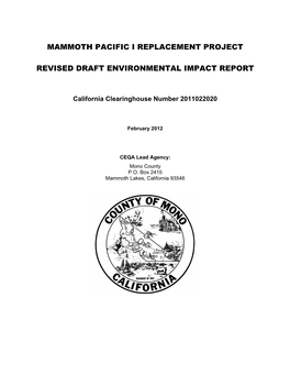 Mammoth Pacific I Replacement Project Revised Draft Environmental Impact Report