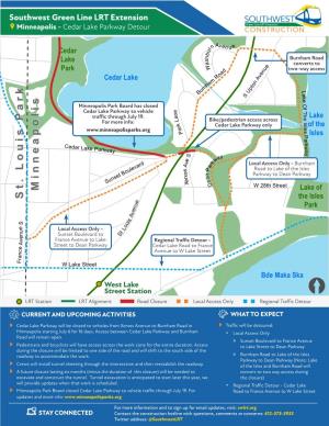 Southwest Green Line LRT Extension Location Minneapolis - Cedar Lake Parkway Detour