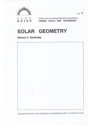 PLEA Note 1: Solar Geometry