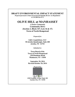 OLIVE HILL at MANHASSET a Senior Community Community Drive [Section 2, Block 347, Lots 16 & 17] Town of North Hempstead