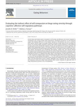 Evaluating the Indirect Effect of Self-Compassion on Binge Eating Severity Through Cognitive–Affective Self-Regulatory Pathways