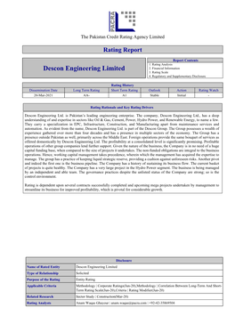 Rating Report Descon Engineering Limited
