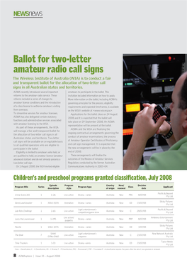 Ballot for Two-Letter Amateur Radio Call Signs