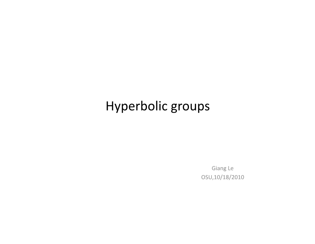 Hyperbolic Groups