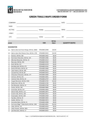 Green Trails Maps Order Form