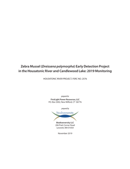 Zebra Mussel (Dreissena Polymorpha) Early Detection Project in the Housatonic River and Candlewood Lake: 2019 Monitoring