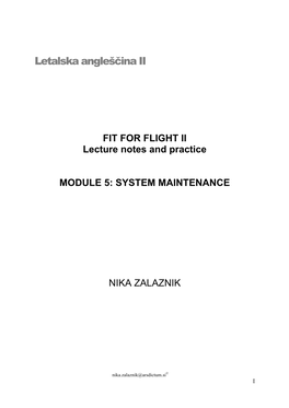 FIT for FLIGHT II Lecture Notes and Practice MODULE 5
