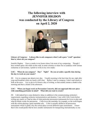 Interview with Jennifer Higdon, Composer