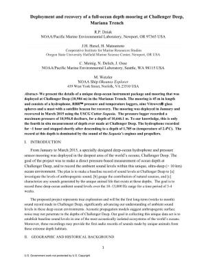 Deployment and Recovery of a Full-Ocean Depth Mooring at Challenger Deep, Mariana Trench
