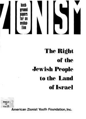The Right of the Jewish People to the Land of Israel
