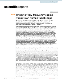 Impact of Low-Frequency Coding Variants on Human Facial Shape